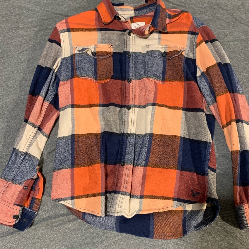 American eagle orange flannel shirt